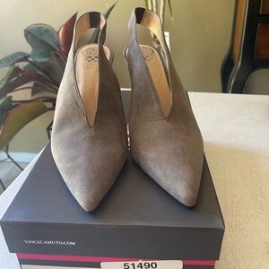 Vince Camuto Taupe Suede Pointed Slingback Pumps